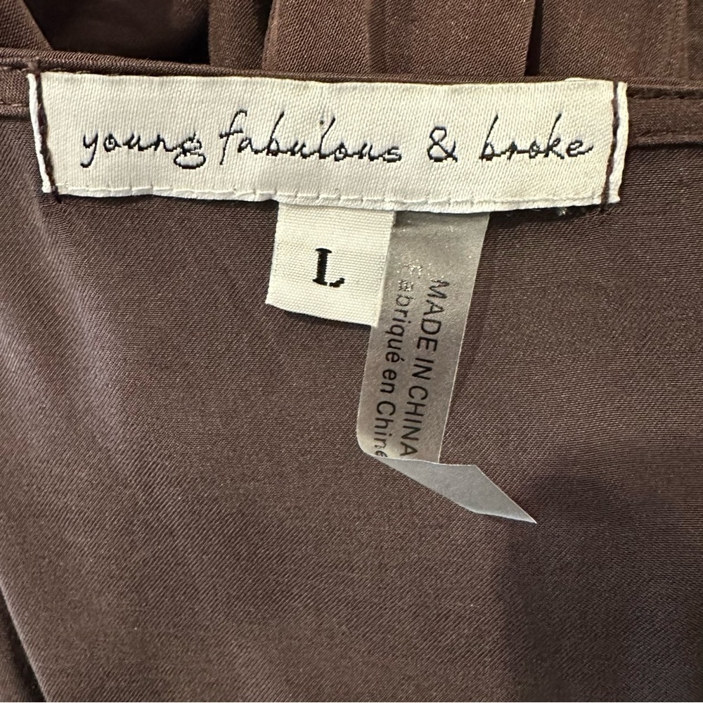 Young Fabulous & Broke Jameson Dress L Wrap Mini Slip Mini Chocolate Brown - Picture 13 of 13